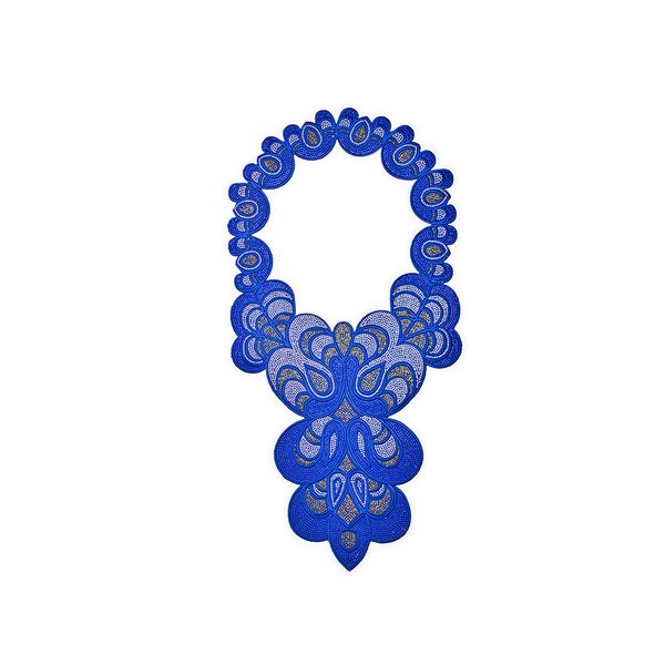 Embroidered neckline applique with back adhesive, 57 × 29 cm