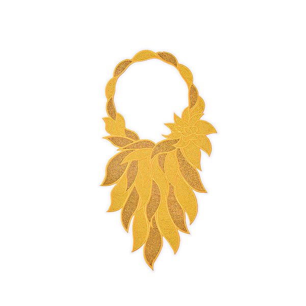 Embroidered neckline applique with back adhesive, 59 × 29 cm