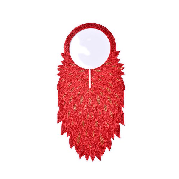 Embroidered neckline applique with back adhesive, 59 × 29 cm