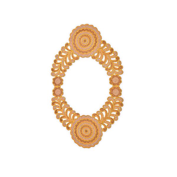 Embroidered neckline applique with back adhesive, 55 × 33 cm