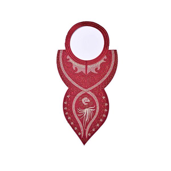 Embroidered neckline applique with back adhesive, 58 × 29 cm