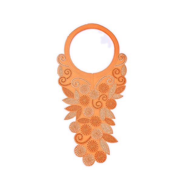 Embroidered neckline applique with back adhesive, 58 × 29 cm