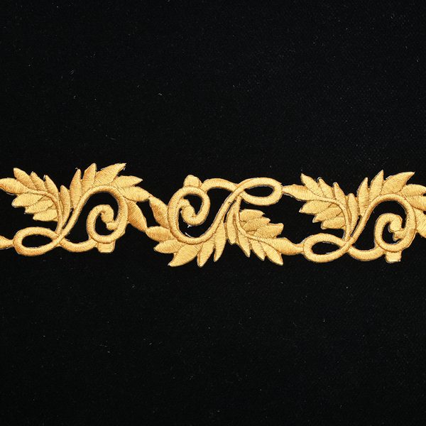 Gold metallic embroidered trim with back adhesive, Width 4.6 cm