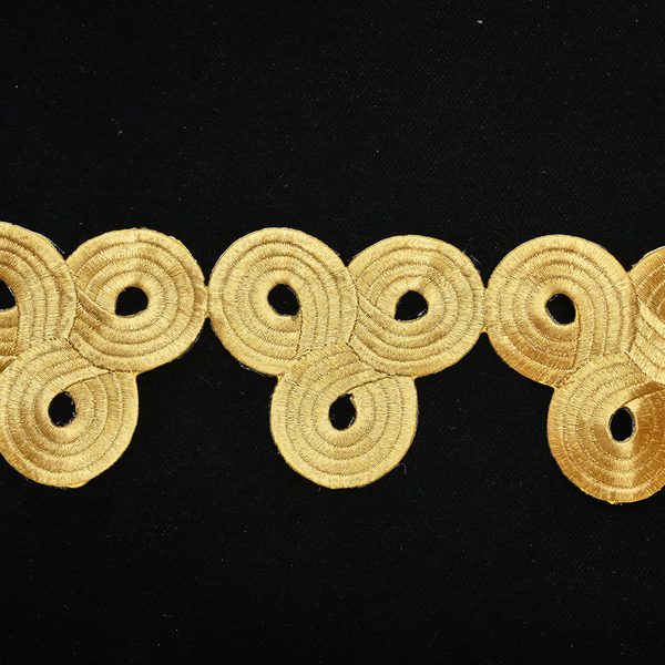 Gold metallic embroidered trim with back adhesive, Width 9 cm
