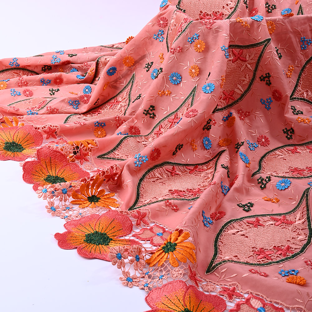 Coral lace fabric texture and base fabric 6345-0196