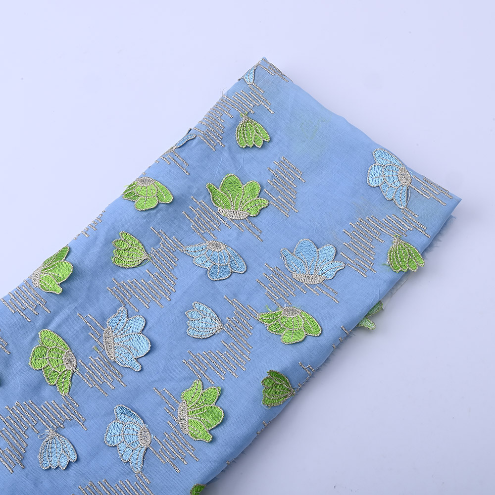 Sky Blue lace fabric texture and base fabric XFM4047A