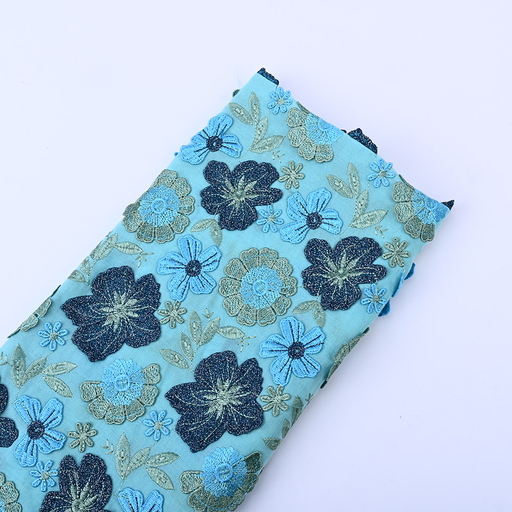 Aqua Blue lace fabric texture and base fabric XFM4142