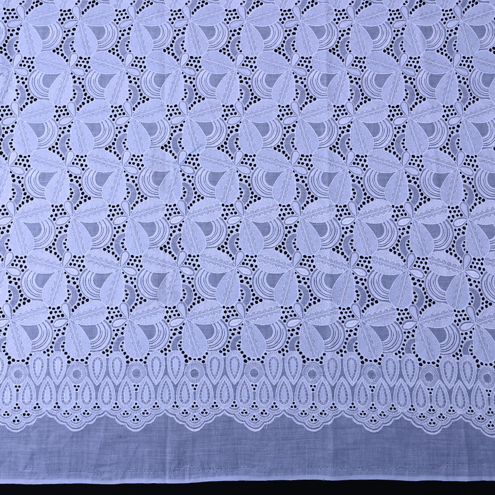 White Swiss voile eyelet lace fabric XFM4144
