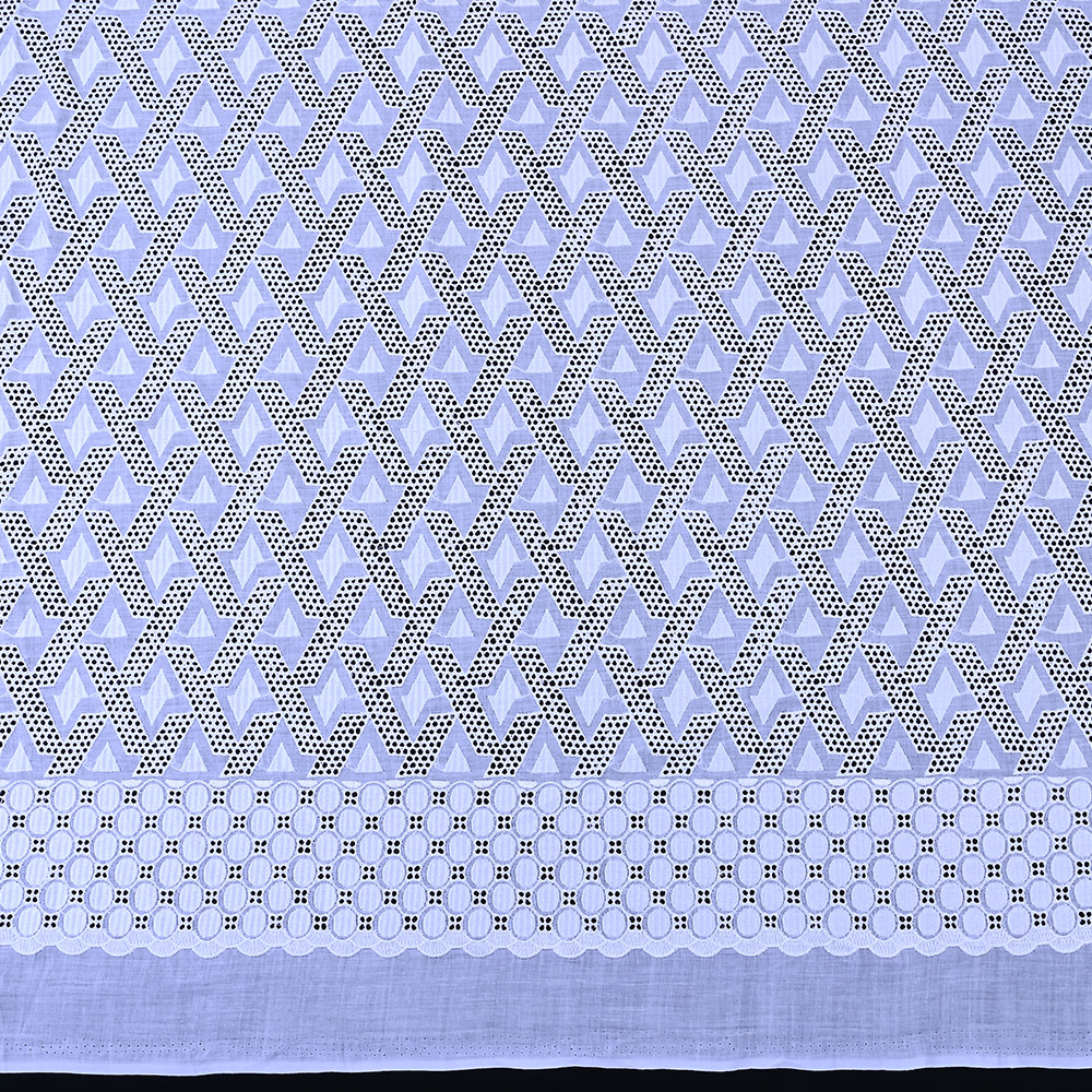 White Swiss voile eyelet lace fabric XFM4145