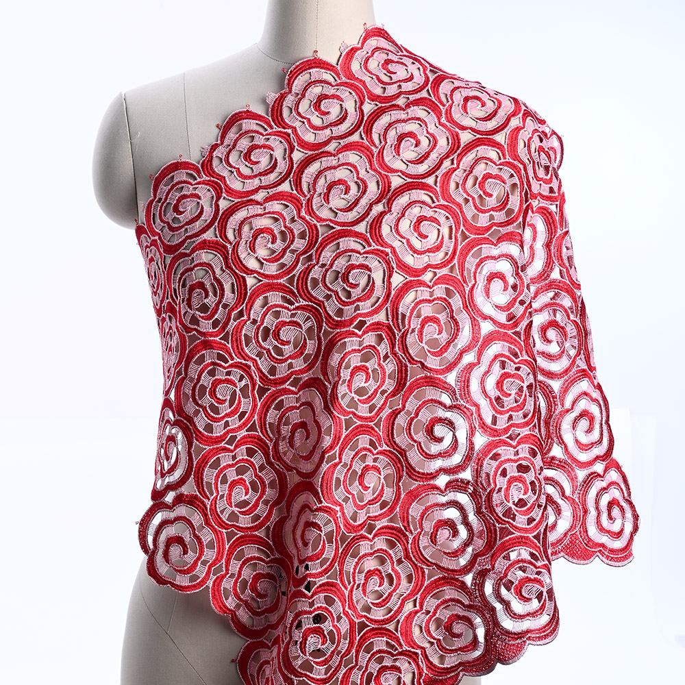 Red lace fabric drape XFS4077