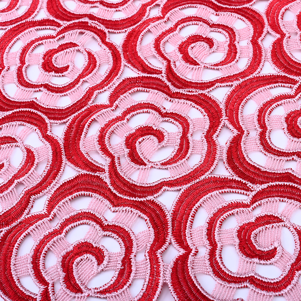 Red lace fabric texture and base fabric XFS4077