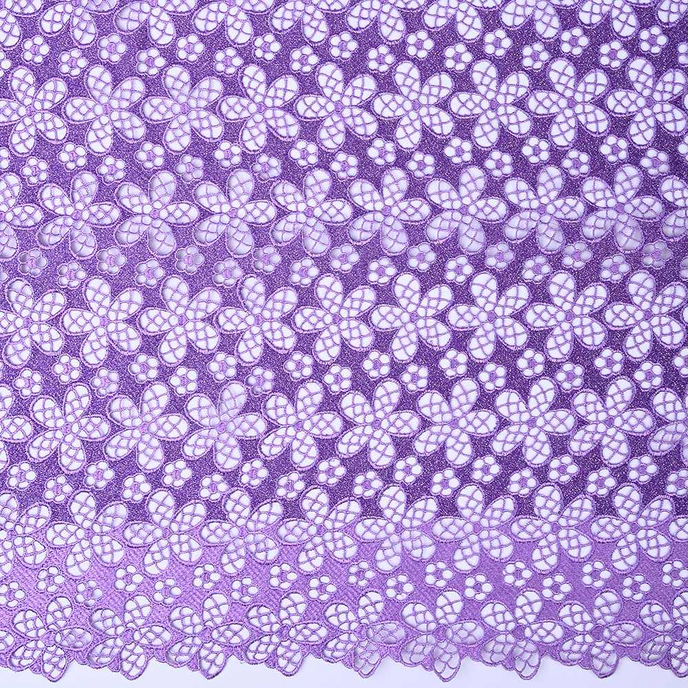 Lavender 3D water soluble guipure lace fabric XFS4139