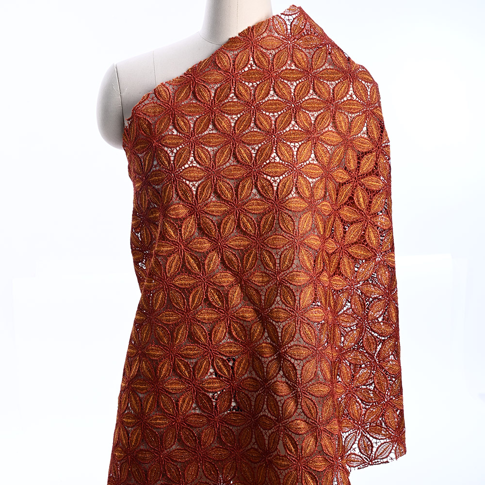 Burnt Orange lace fabric drape XFS4140