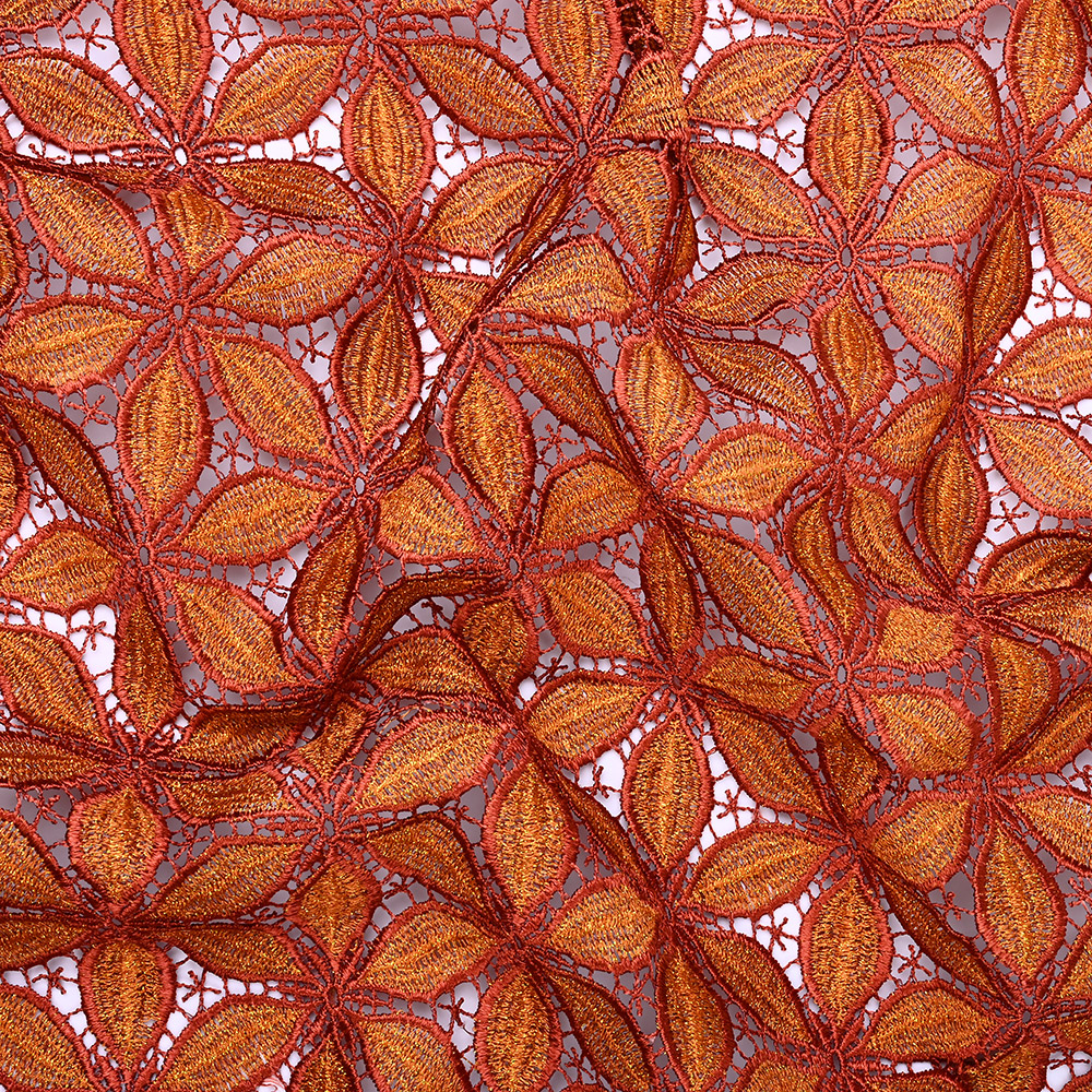 Burnt Orange lace fabric texture and base fabric XFS4140