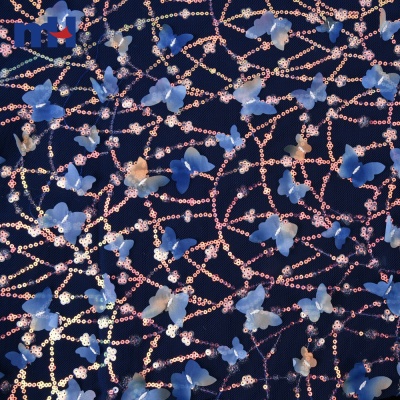 Butterfly Sequin Embroidered Mesh Fabric