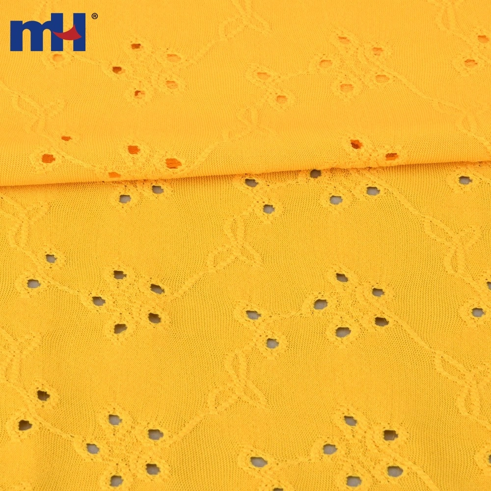 150cm Width 100 Polyester Eyelet Knit Lace Fabric
