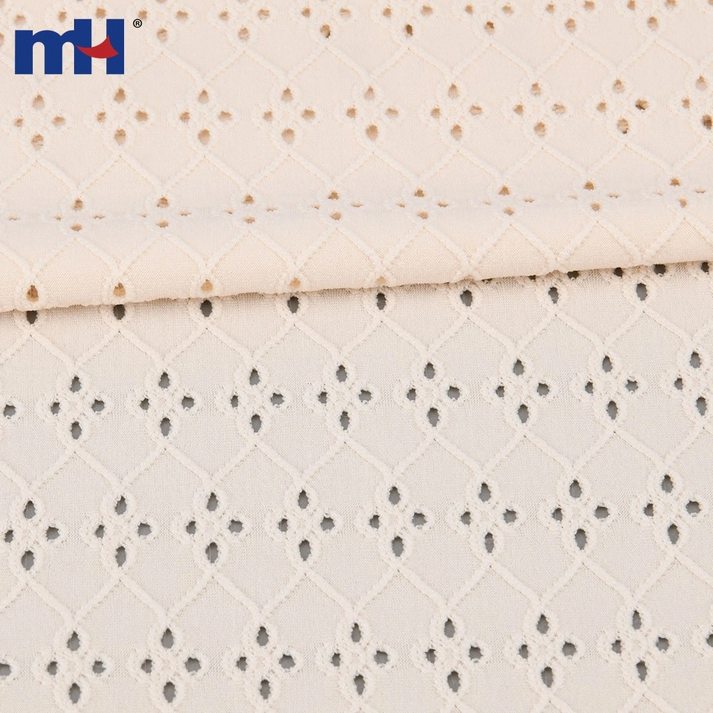 150cm Width 100 Polyester Eyelet Knit Lace Fabric