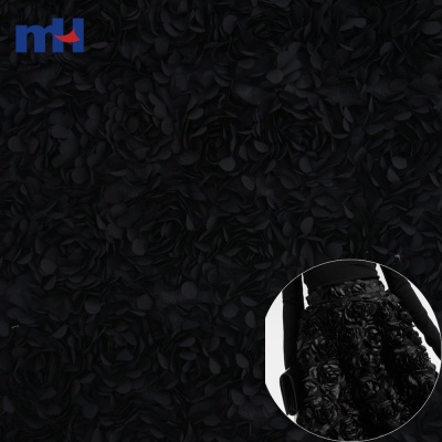 Appliquéd 3D Rosette Mesh Fabric