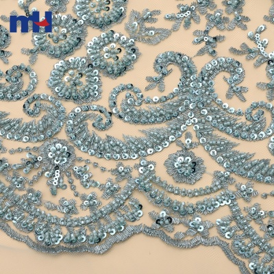 Beaded Sequin Embroidered Lace Fabric
