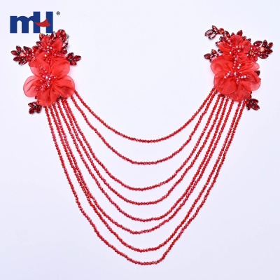Crystal Beaded Shoulder Chain with 3D Flowers