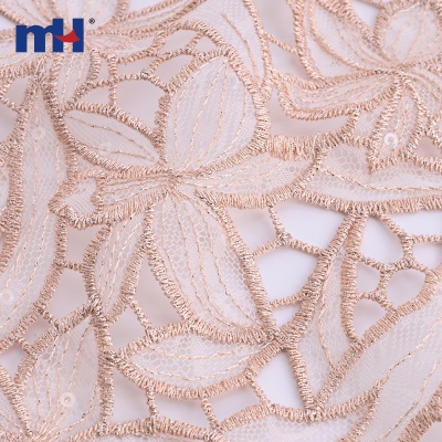 Laser Cut Embroidered Lace Fabric with Sequins