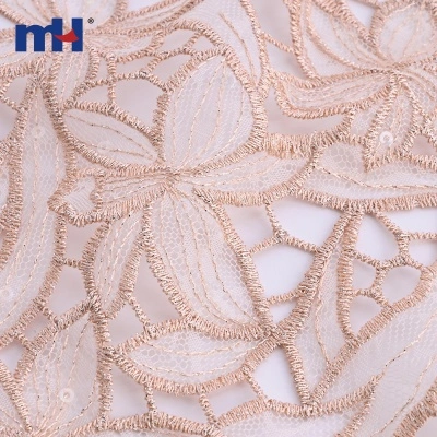 Laser Cut Embroidered Lace Fabric with Sequins