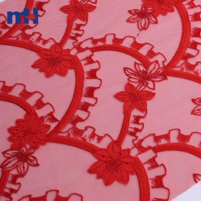 Laser Embroidered Mesh Fabric with Sequins