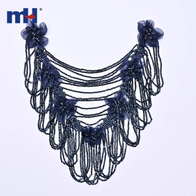 Multi-Strand Crystal Beaded Neckline Collar