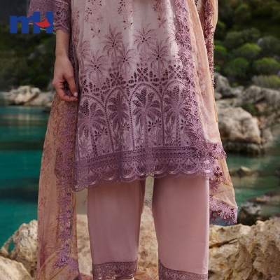 Ombre Embroidered Cotton Fabric